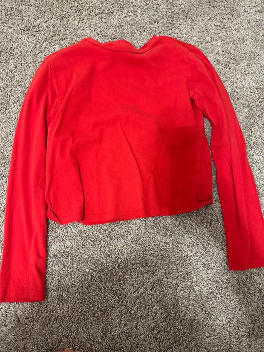 Bright Red Long Sleeve Crop Top